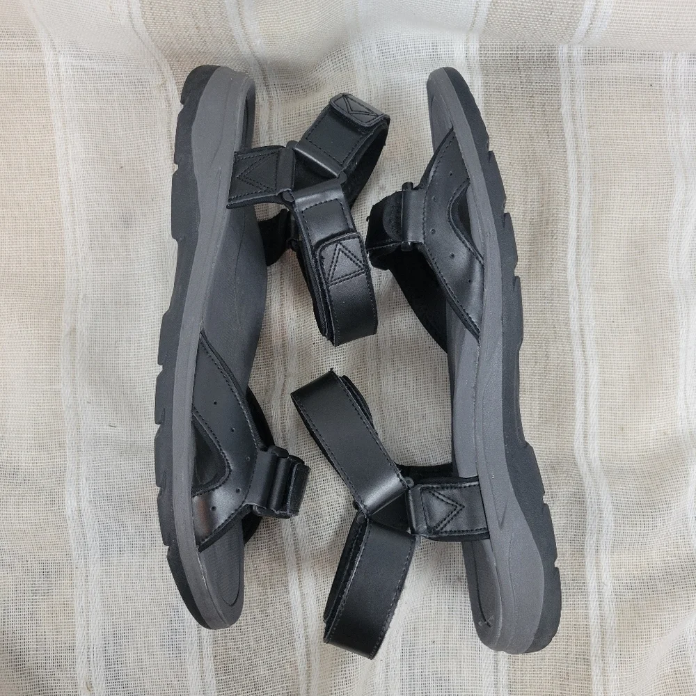 Vionic Canoe Leo‎ Dad Sandals Black Gray Size 12